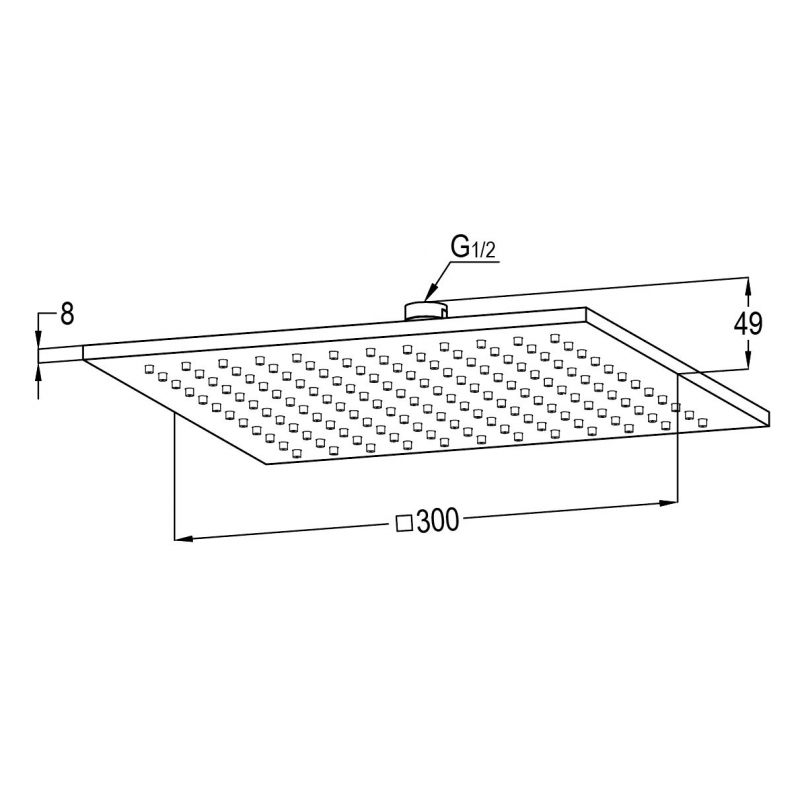 Overhead shower square, brass 300x300 mm Chrome KLUDI RAK