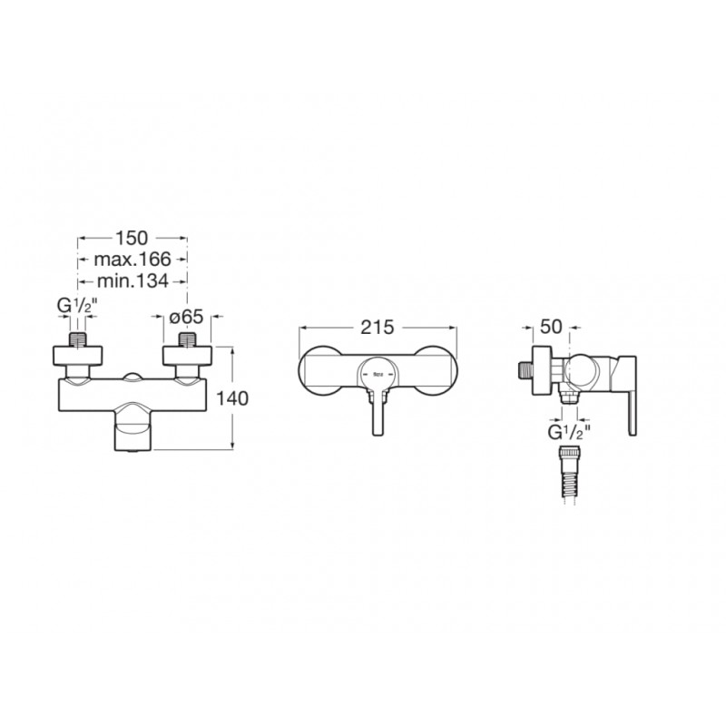 Naia Wall Mounted Single Lever Shower Mixer Chrome Roca