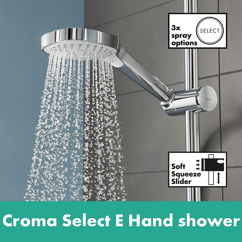 Croma E Showerpipe 280 1jet With Bath Thermostat Chrome Hansgrohe