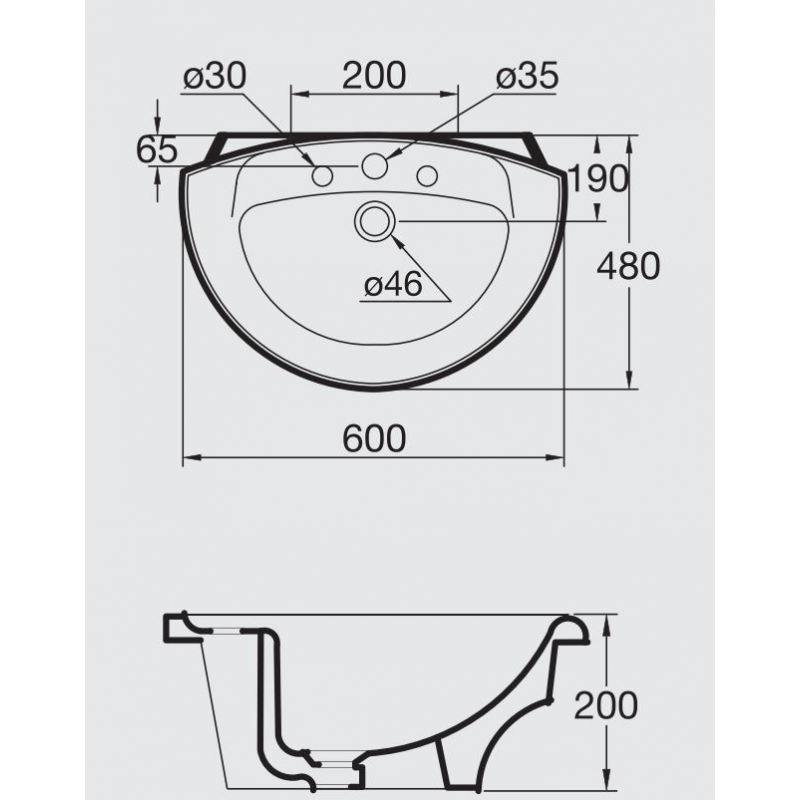 Manta Countertop Basin 60cm IDEAL STANDARD