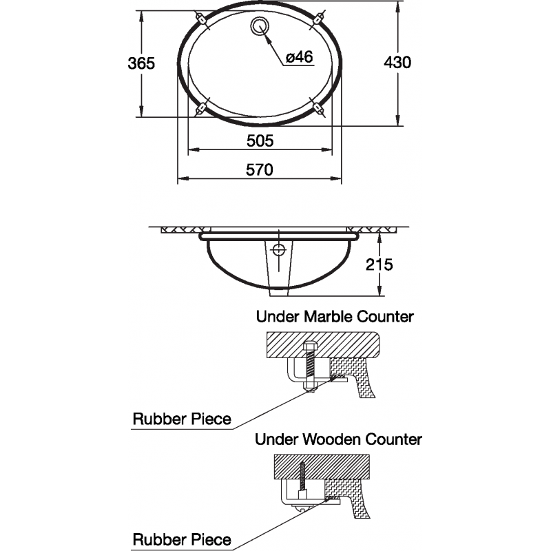 Oval Under Counter Basin 57 Cm IDEAL STANDARD