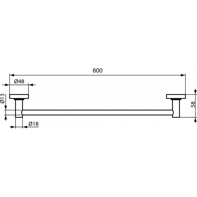 IOM Towel Rail Chrome 60cm Single IDEAL STANDARD